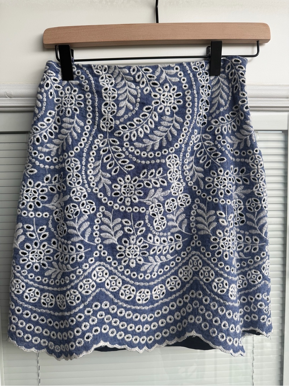 Loft Blue Floral Eyelet Skirt